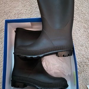 Black rain boots